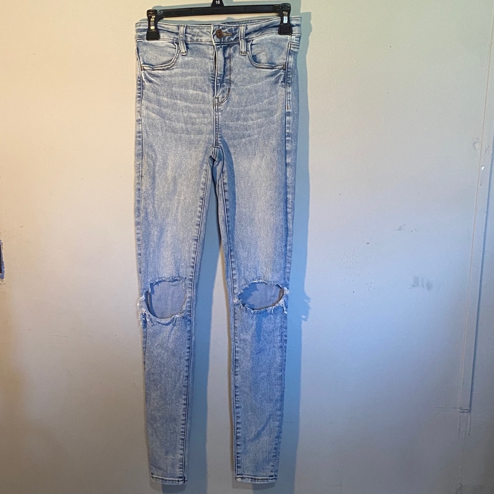 American Eagle Outfitters Light Blue Ripped Skinny Jeans
